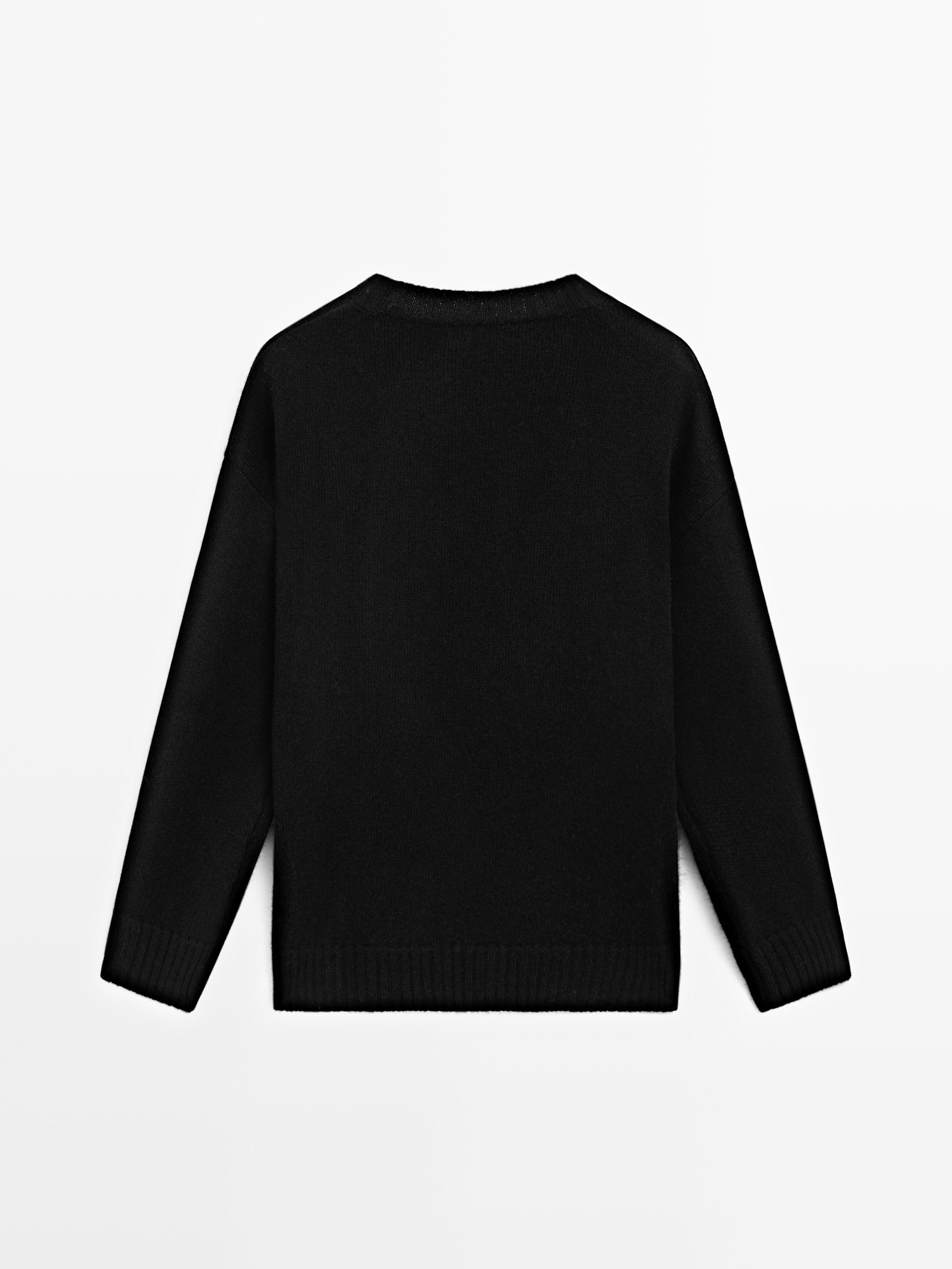 Wool blend crew neck sweater